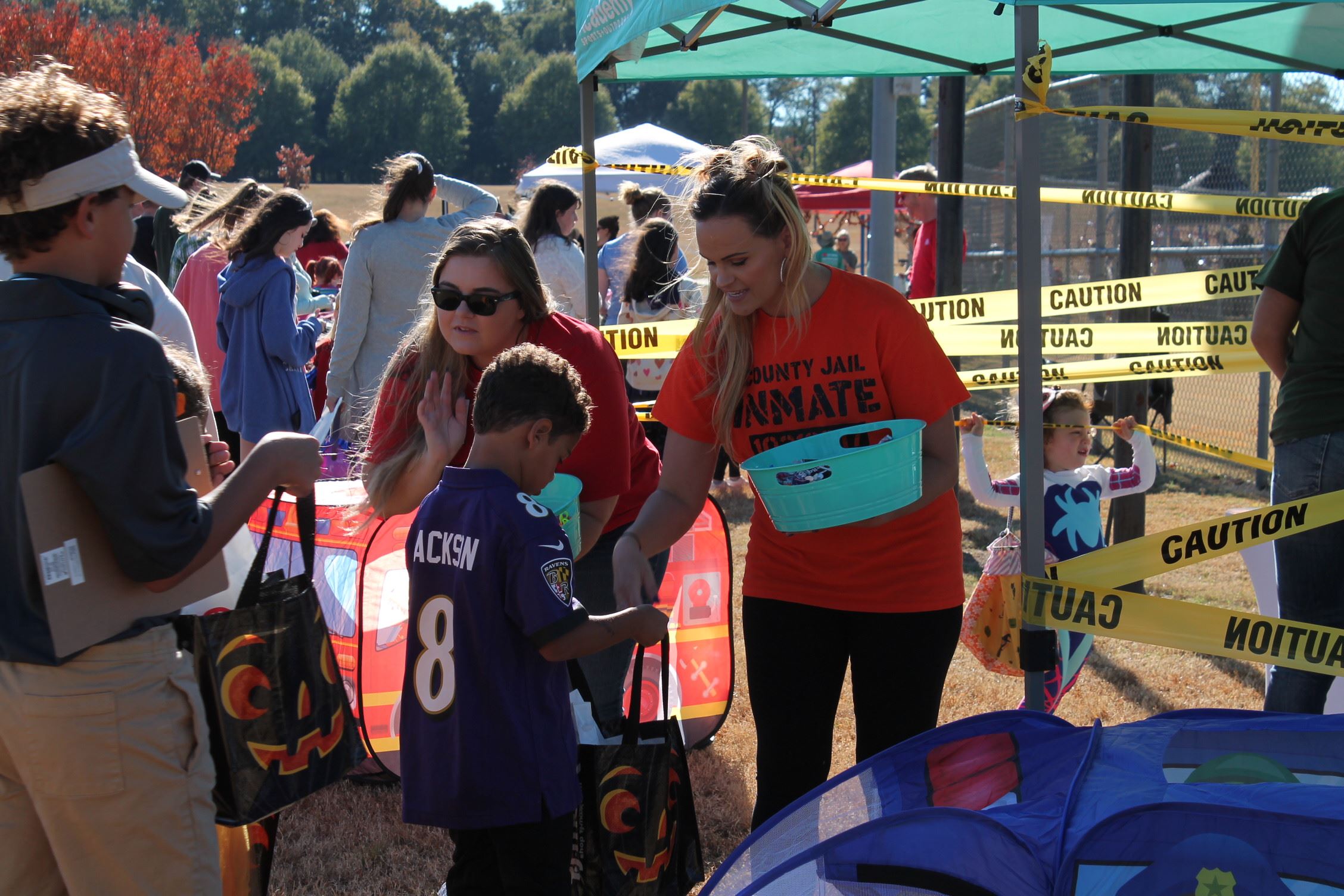 Oconee County Sheriff's office handing out candy at Trick or Treat Trail
