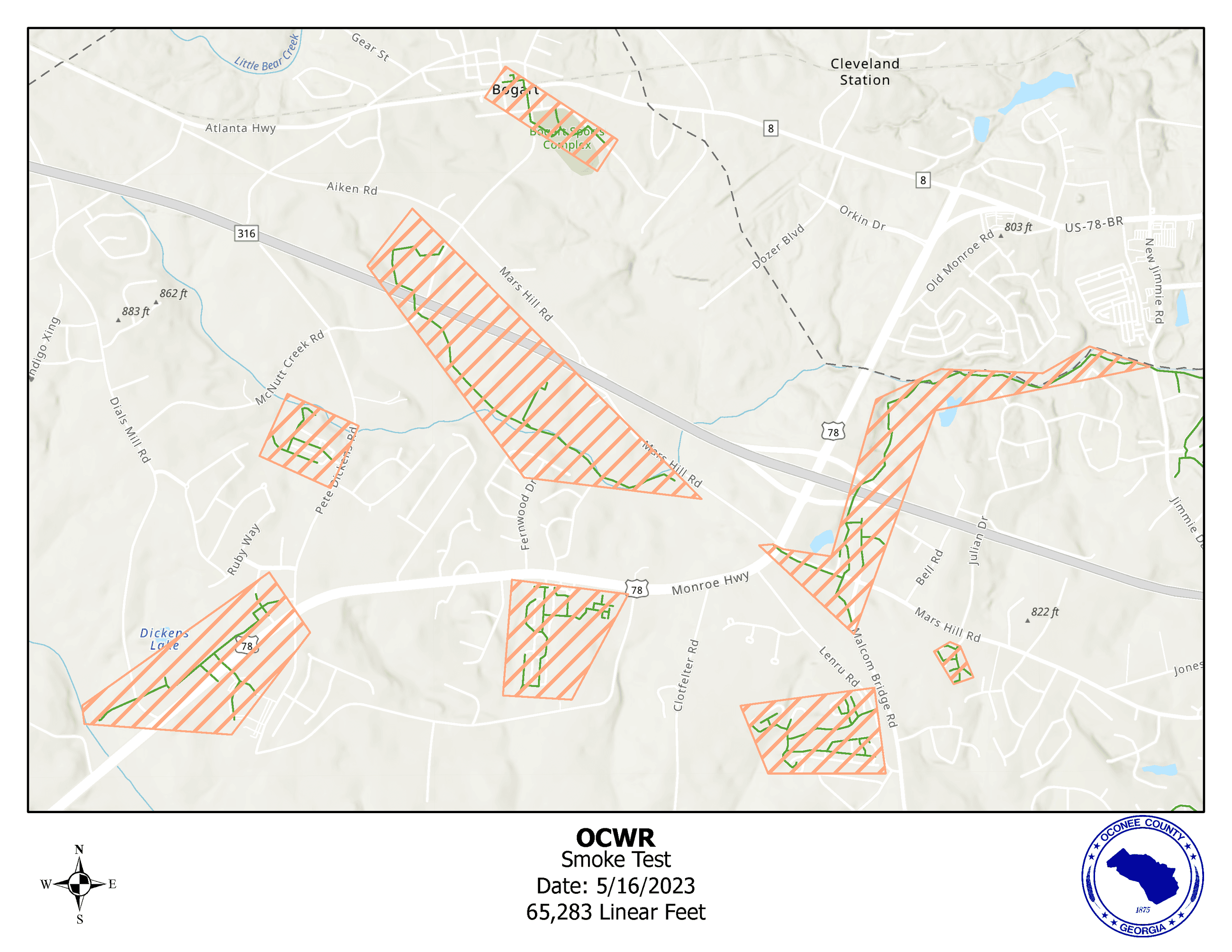 Map Showing Smoke Test Area 