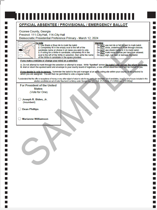Sample Ballot Dem